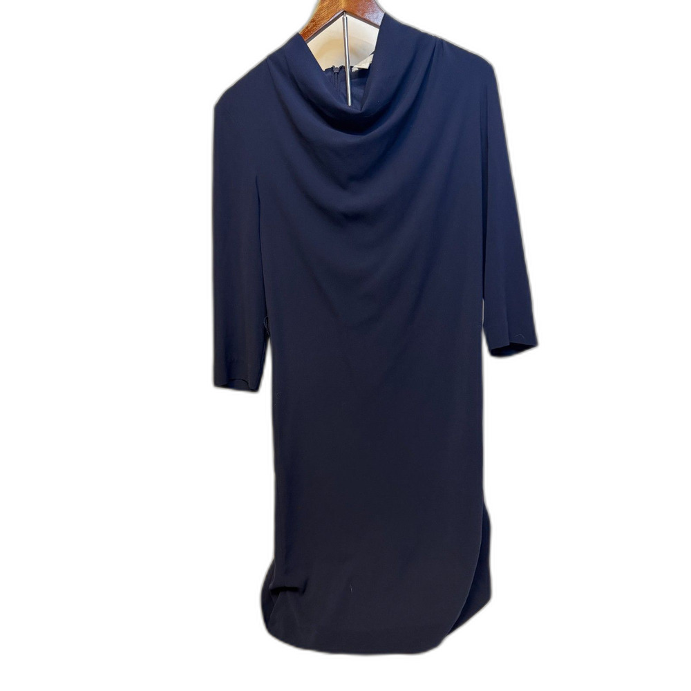 H&M Navy Draped Cowl Neck Shift Dress Size 8
